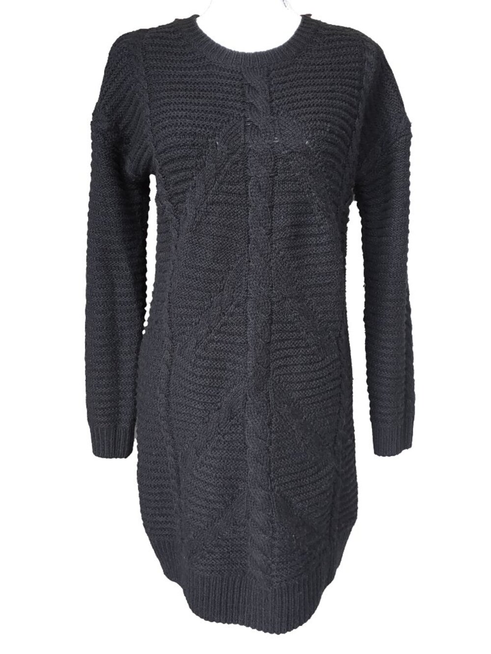 GAP Black Sweater Dress Cable Knit Alpaca Wool Goth Emo 90s Minimal Crew Neck
